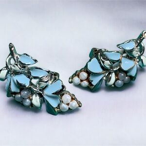 Coro Vintage Blue Floral Earrings